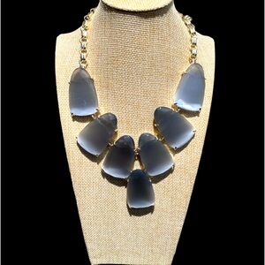🩶 Kendra Scott Harlow Statement Necklace | Slate Gray Cat’s Eye | Gold Chain 🩶
